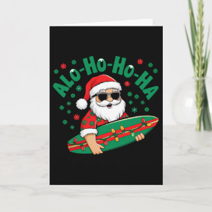 Grappige Hawaiaanse Alo-ho-ho-ha Kerstman Surft Ke Kaart