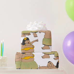Grappige Hawaïaanse Hula Dansers Cartoon Cadeaupapier