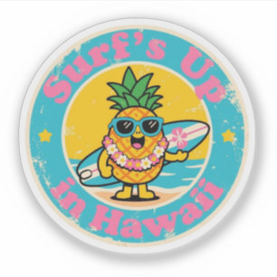 Grappige  Hawaii Pineapple Surfing Retro Sticker