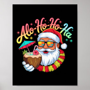 Grappige Hawaiiaanse Alo-ho-ho-ha Santa Surfing Ke Poster