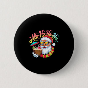 Grappige Hawaiiaanse Alo-ho-ho-ha Santa Surfing Ke Ronde Button 5,7 Cm