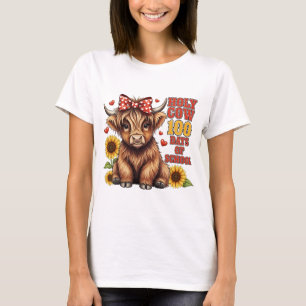 Grappige Heilige Koe 100 Dagen van School Western T-shirt