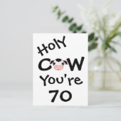 Grappige Heilige Koe Je bent 70 jarig Briefkaart (Staand voorkant)