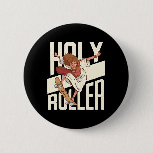 Grappige Heilige Rolletjes Skateboarden Jezus Ronde Button 5,7 Cm
