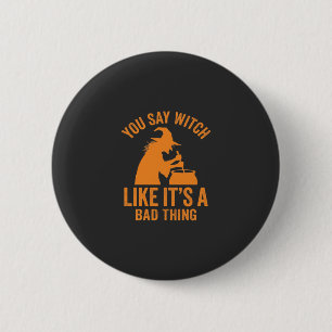 Grappige Hek Kookpot Halloween Ronde Button 5,7 Cm