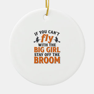 Grappige Heks Bezems Grote Meisjes Halloween Shirt Keramisch Ornament