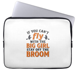 Grappige Heks Bezems Grote Meisjes Halloween Shirt Laptop Sleeve