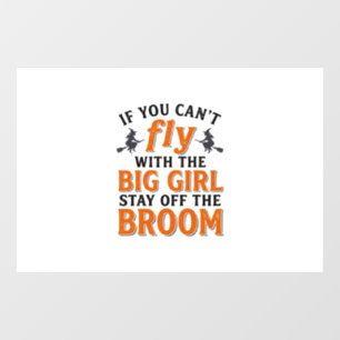 Grappige Heks Bezems Grote Meisjes Halloween Shirt Raamsticker