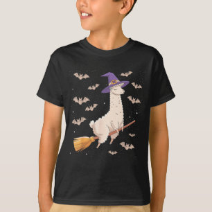 Grappige Heks Bezems Llama Liefhebbers Spookachtig T-shirt