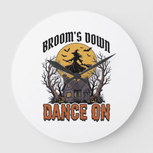 Grappige Heks Danser Vintage Halloween Gravure Shi Grote Klok