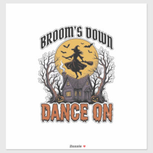 Grappige Heks Danser Vintage Halloween Gravure Shi Sticker