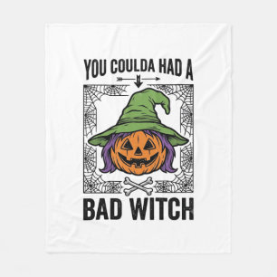 Grappige Heks Funny Halloween Pompoen Heks_1 Fleece Deken