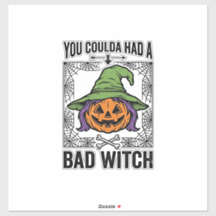 Grappige Heks Funny Halloween Pompoen Heks_1 Sticker