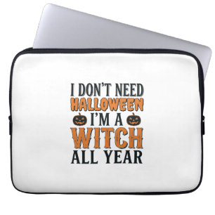 Grappige Heks Het Hele Jaar Halloween Typografie O Laptop Sleeve