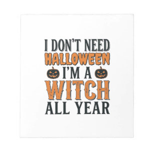 Grappige Heks Het Hele Jaar Halloween Typografie O Notitieblok