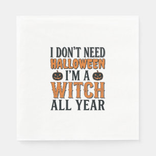 Grappige Heks Het Hele Jaar Halloween Typografie O Servet