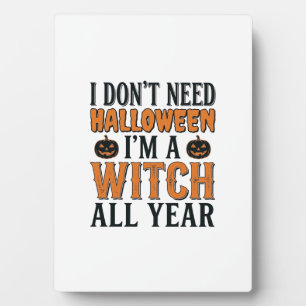 Grappige Heks Jaarrond Halloween Typografie Ontwer Fotoplaat