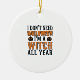 Grappige Heks Jaarrond Halloween Typografie Ontwer Keramisch Ornament
