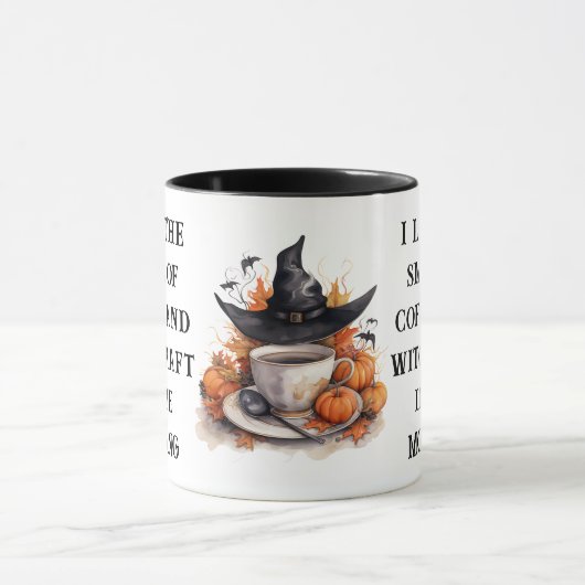 Grappige heks thema Oranje zwarte pompoen Hallowee Mok (Midden)