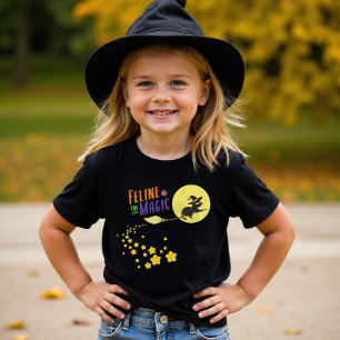 Grappige heks zwarte kat Cartoon grillige Hallowee T-shirt