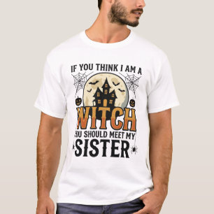 Grappige Heksen Zuster Halloween Vintage Grafisch_ T-shirt