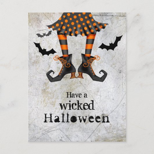 Grappige heksenbenen Wicked Halloween Briefkaart (Voorkant)