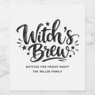 Grappige Heksenbrouwsel Halloween-feesttypografie Wijn Etiket