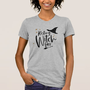 Grappige Heksenhoed en Bezem voor Halloween T-shirt