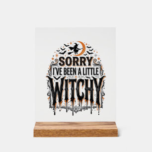 Grappige Hekserige Halloween Vintage Gravure Shirt Acryl Bord
