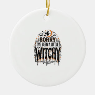 Grappige Hekserige Halloween Vintage Gravure Shirt Keramisch Ornament