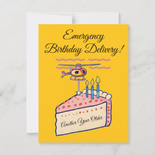 Grappige helikopter verjaardagstaart bezorging kun briefkaart