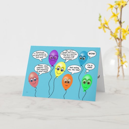 Grappige Helium Ballonnen voor Admin Pro Day Kaart (Gele Bloem)