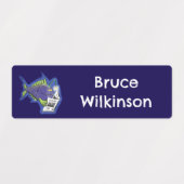 Grappige hengelvis cartoon gepersonaliseerd labels (Design 1)