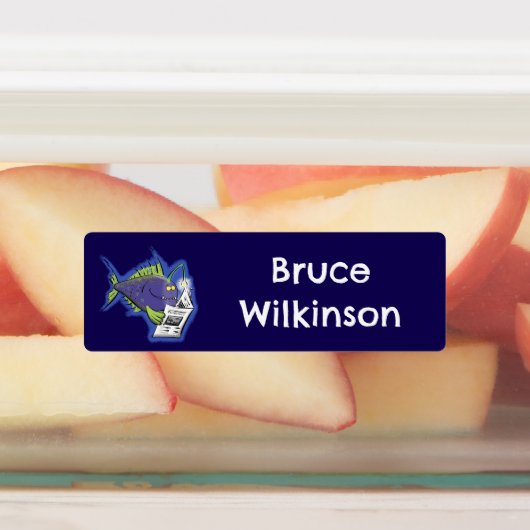 Grappige hengelvis cartoon gepersonaliseerd labels (Aangebracht)