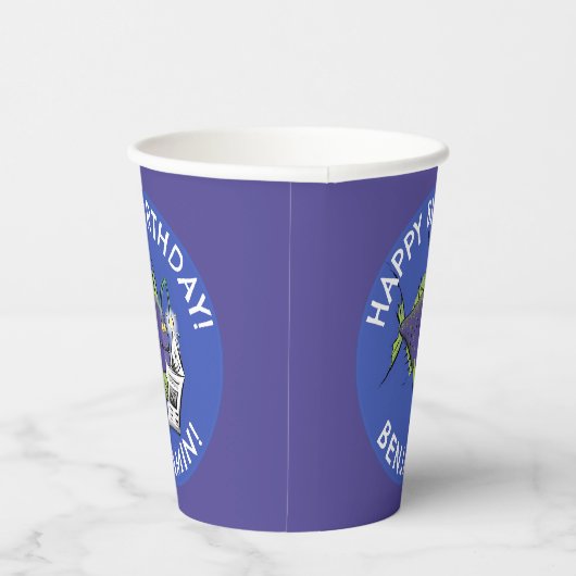 Grappige hengelvis cartoon gepersonaliseerde verja papieren bekers (Rechts)