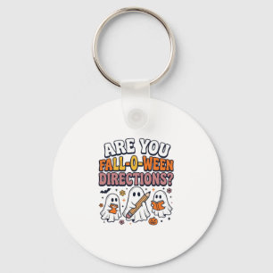 Grappige Herfst Halloween Leraar Geest Richtingen Sleutelhanger