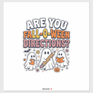Grappige Herfst Halloween Leraar Geest Richtingen Sticker