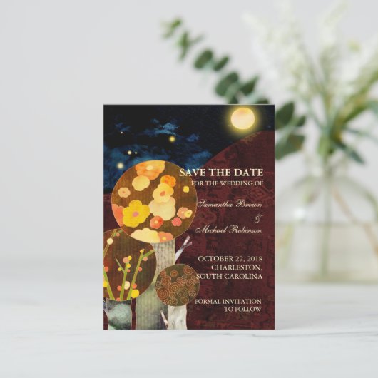 Grappige herfstbomen: sla de datum Briefkaarten (Staand voorkant)