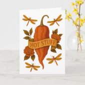 Grappige hete peper - Tattoo stijl Roos libel Kaart (Gele Bloem)