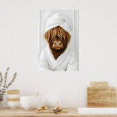 Grappige Highland Cow Badkamerprint, Highland Cow  Poster (Keuken)