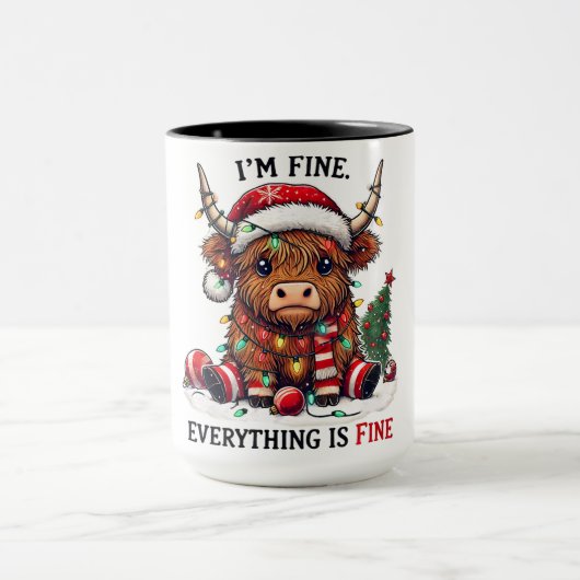 Grappige Highland Koe kerst Mok (Midden)