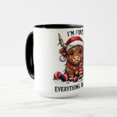 Grappige Highland Koe kerst Mok (Voorkant links)