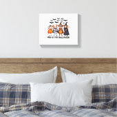 Grappige Highland Koe Moo-d voor Halloween Canvas Afdruk (Insitu (Slaapkamer))