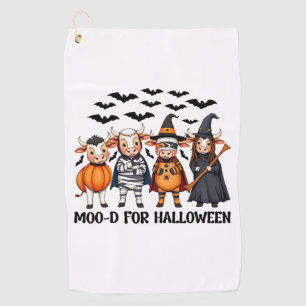 Grappige Highland Koe Moo-d voor Halloween Golfhanddoek