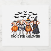 Grappige Highland Koe Moo-d voor Halloween Sparkling Wijnetiket (Enkel label)