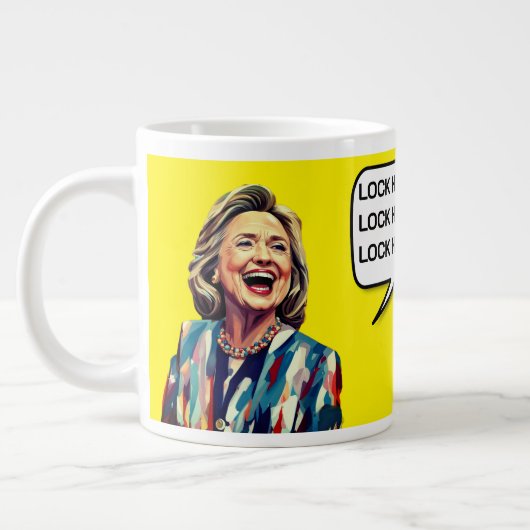 Grappige Hillary zegt Lock Trump Up Extra Grote Beker (Links)