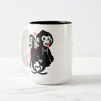 Grappige Hip Hop Aap & Gorilla Kunst Tweekleurige Koffiemok