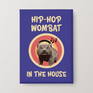 Grappige Hip-hop Wombat in Huis Button