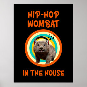 Grappige Hip-hop Wombat in Huis Poster