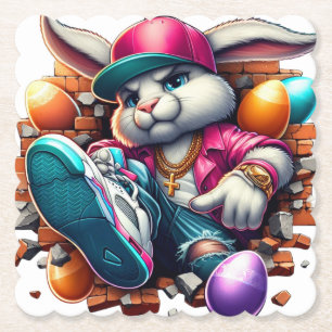 Grappige hiphop Gangster Bunny Easter Urban Design Kartonnen Onderzetters